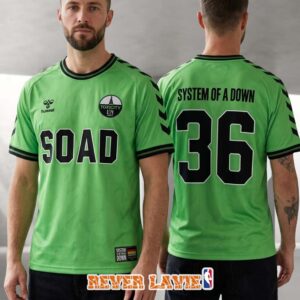 System Of A Down Toxicity Green Hummel Football Jersey At Merkur Spiel-Arena In Dusseldorf Germany On July 10 2026