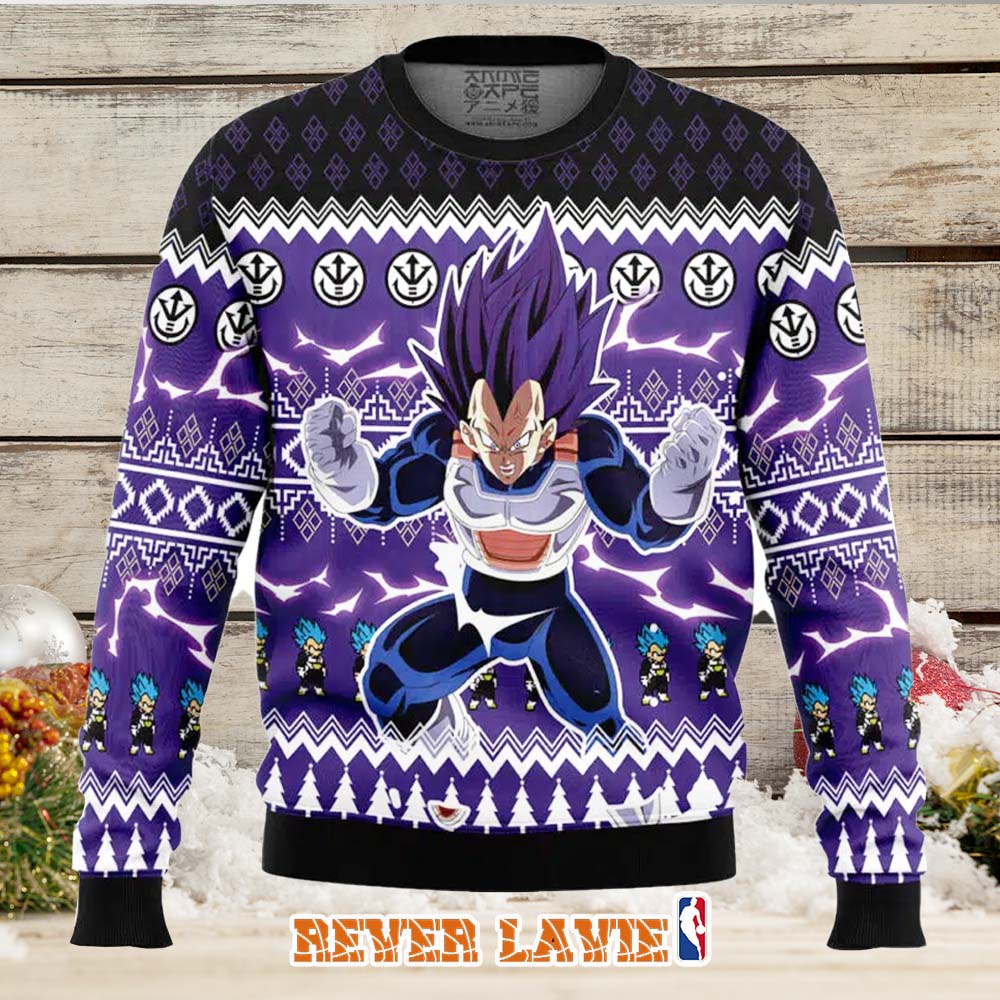 Vegeta Ultra Ego Dragon Ball Z Ugly Christmas Sweater Vegeta Ultra Ego Dragon Ball Z Ugly Christmas Sweater