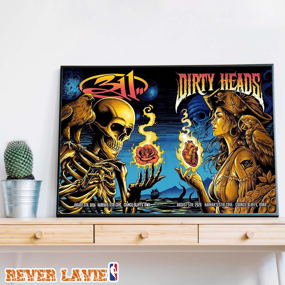 311 And Dirty Heads Concert Poster At Harrahs Stir Cove In Council Bluffs Iowa On August 5 2026 Golden Skeleton And Pirate Woman Art Home Decor 311 And Dirty Heads Concert Poster At Harrahs Stir Cove In Council Bluffs Iowa On August 5 2026 Golden Skeleton And Pirate Woman Art Home Decor