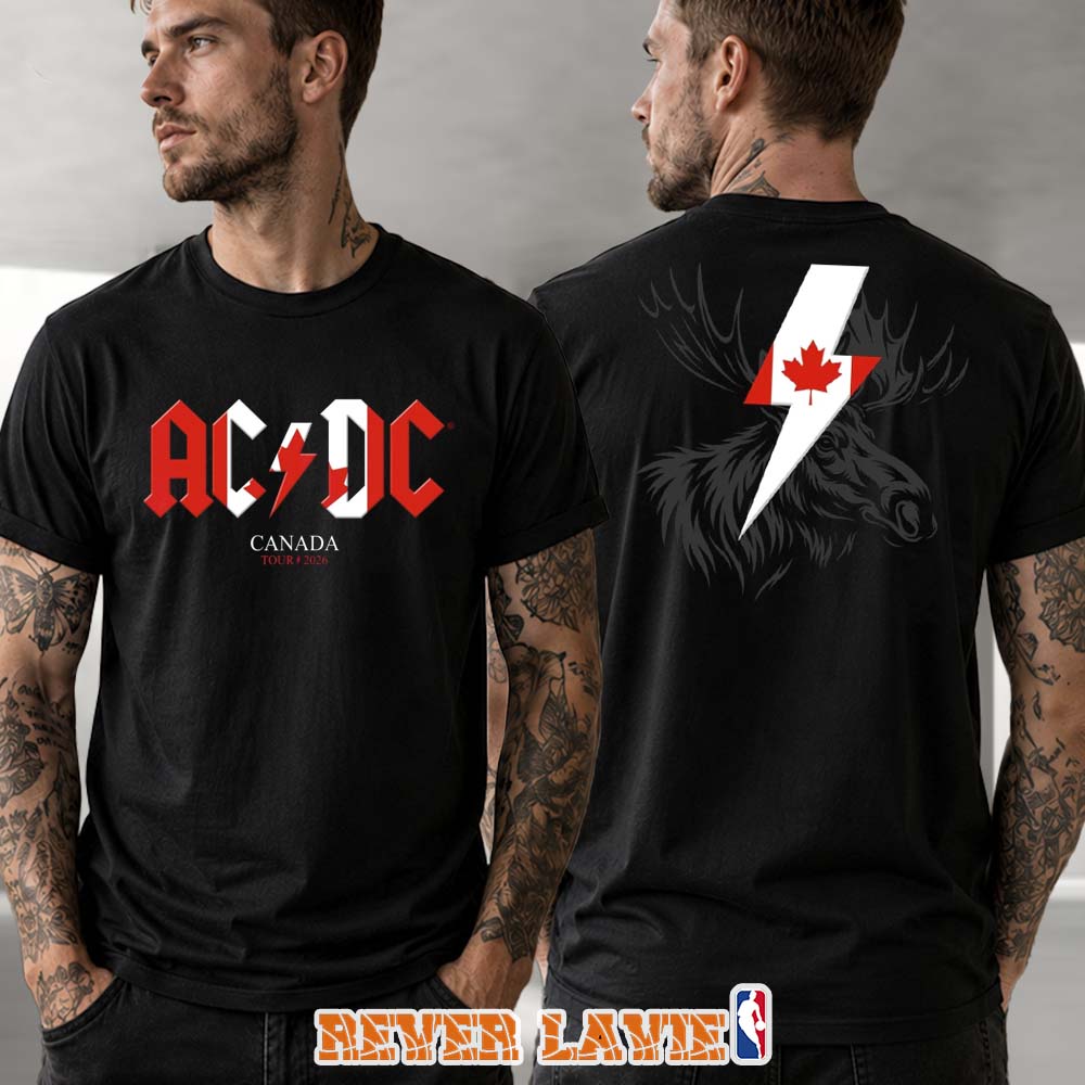 ACDC Canada Moose Tee From The PWR UP Tour 2026 Collection With Lightning Bolt Twist Design ACDC Canada Moose Tee From The PWR UP Tour 2026 Collection With Lightning Bolt Twist Design