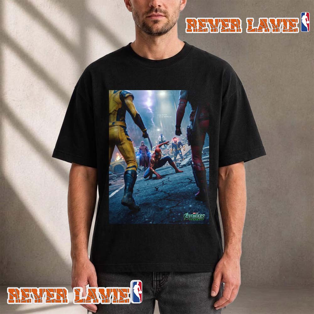 Avengers Doomsday 2026 Fan Made Poster The One The Only Tobey Maguire as Spiderman vs Xmen Deadpool Wolverine Unisex T Shirt Avengers Doomsday 2026 Fan Made Poster The One The Only Tobey Maguire as Spiderman vs Xmen Deadpool Wolverine Unisex T Shirt