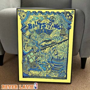 Billy Strings Concert Poster At Charleston Coliseum In Charleston West Virginia On August 4 2026 Blue And Yellow Woodcut Poster Canvas