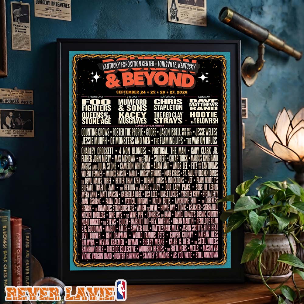 Bourbon And Beyond 2026 Festival Lineup Poster Louisville Kentucky Foo Fighters Chris Stapleton Dave Matthews Band Poster Canvas Bourbon And Beyond 2026 Festival Lineup Poster Louisville Kentucky Foo Fighters Chris Stapleton Dave Matthews Band Poster Canvas