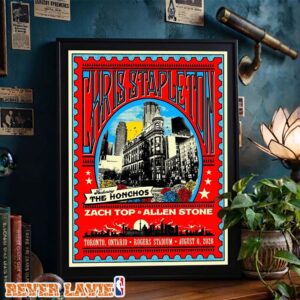 Chris Stapleton Show Print At Rogers Stadium In Toronto Ontario On August 6 2026 Featuring The Honchos Zach Top And Allen Stone Vintage Postage Stamp Art Poster Canvas