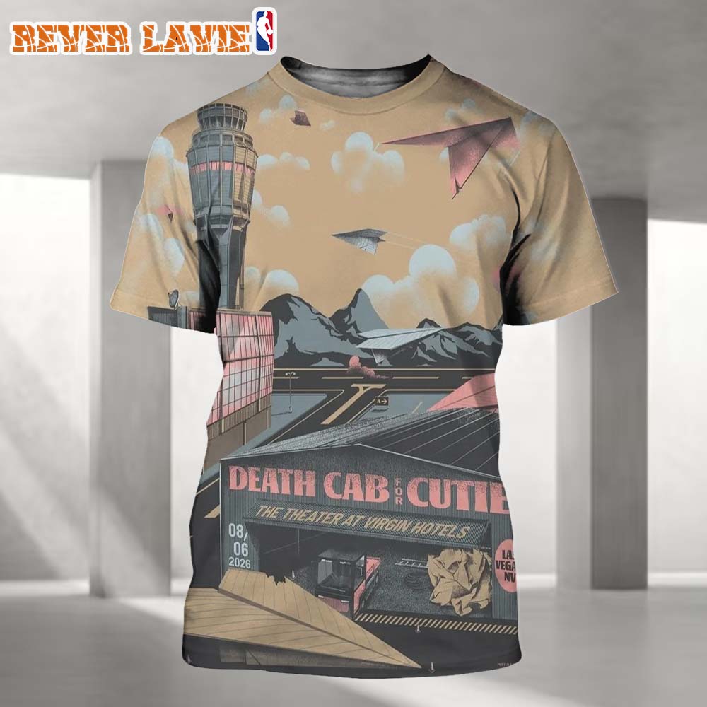 Death Cab For Cutie Concert Poster At The Theater At Virgin Hotels In Las Vegas Nevada On August 6 2026 All Over Print Shirt Death Cab For Cutie Concert Poster At The Theater At Virgin Hotels In Las Vegas Nevada On August 6 2026 All Over Print Shirt