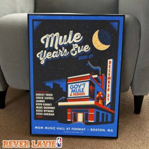 Gov’t Mule Live Show Print At MGM Music Hall At Fenway In Boston Massachusetts On December 31 2026 For Mule Years Eve With Special Guests Blue And Red Moon Building Art Poster Canvas