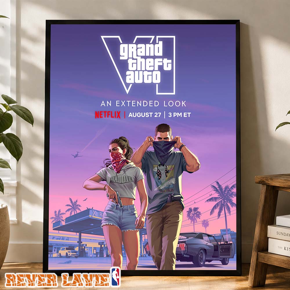 Grand Theft Auto VI Extended Look Trailer Announcement Poster Netflix August 27 Rockstar Games Home Decor Poster Canvas Grand Theft Auto VI Extended Look Trailer Announcement Poster Netflix August 27 Rockstar Games Home Decor Poster Canvas