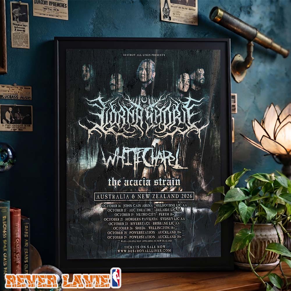 Lorna Shore Tour Flyer With Whitechapel And The Acacia Strain For Australia And New Zealand October 2026 Poster Canvas Lorna Shore Tour Flyer With Whitechapel And The Acacia Strain For Australia And New Zealand October 2026 Poster Canvas