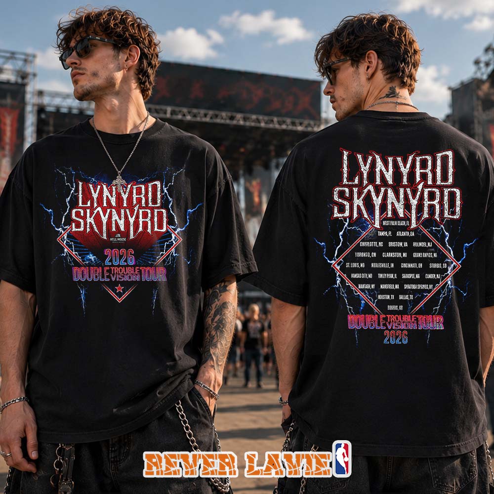 Lynyrd Skynyrd Double Trouble Double Vision Tour Black T-Shirt Lynyrd Skynyrd Double Trouble Double Vision Tour Black T-Shirt