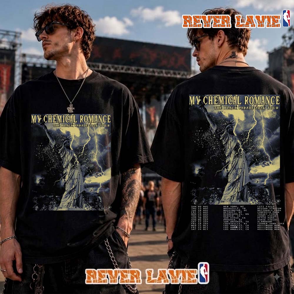 My Chemical Romance The Black Parade 2026 Tour North America Merch Tee Schedule Tour Dates T Shirt Two Sided My Chemical Romance The Black Parade 2026 Tour North America Merch Tee Schedule Tour Dates T Shirt Two Sided