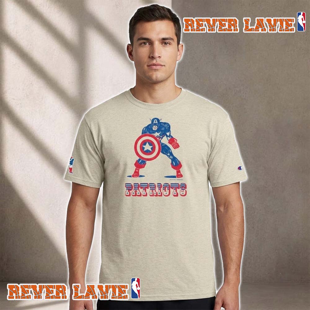 NFL x Disney New England Patriots Oatmeal Captain America Marvel Unisex T Shirt NFL x Disney New England Patriots Oatmeal Captain America Marvel Unisex T Shirt
