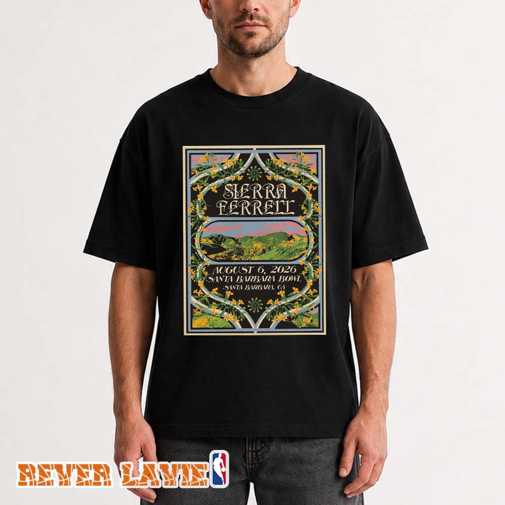 Sierra Ferrell Tour Print At Santa Barbara Bowl In Santa Barbara California On August 6 2026 Limited Edition By Sight Study Floral Art Nouveau Design Unisex Tee Sierra Ferrell Tour Print At Santa Barbara Bowl In Santa Barbara California On August 6 2026 Limited Edition By Sight Study Floral Art Nouveau Design Unisex Tee