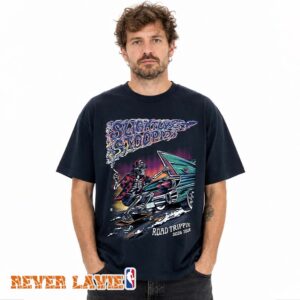 Slightly Stoopid Road Trippin Tour Tee Black At Fiddlers Green Amphitheatre In Denver Colorado On August 7 2026 With Skeleton Driving Classic Car Graphic