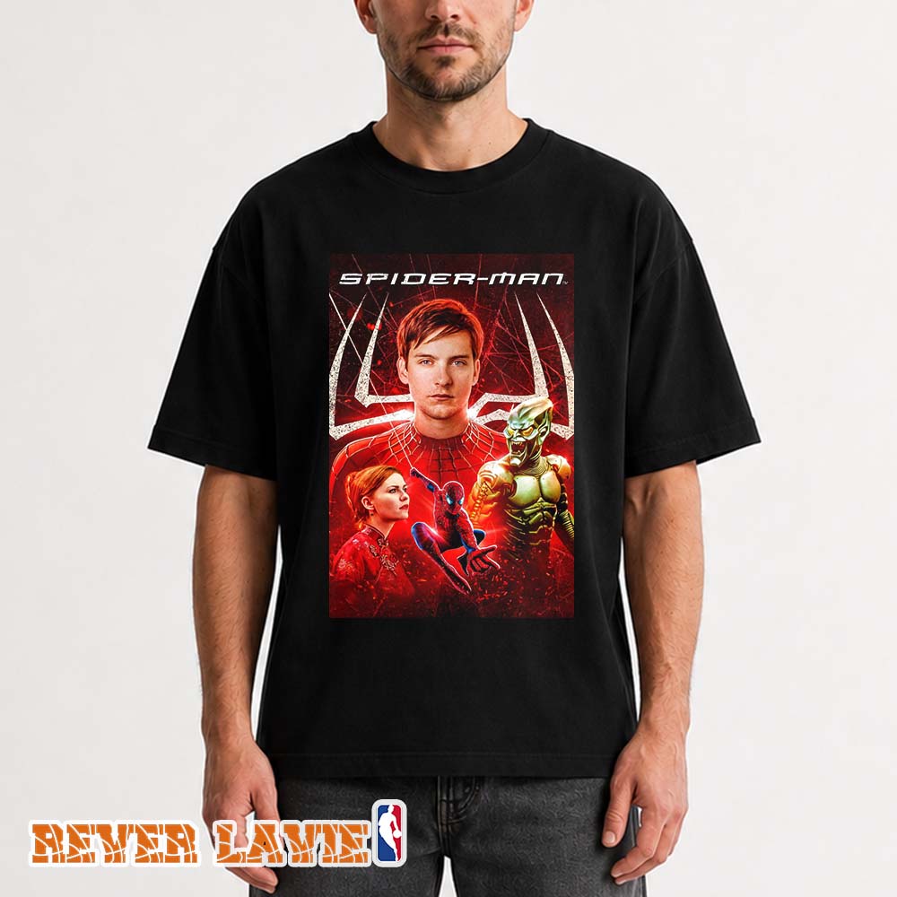 Spider-Man 2 Tobey Maguire And Kirsten Dunst Movie 2026 Redesigned Official Poster From Sony Pictures Unisex Tee Spider-Man 2 Tobey Maguire And Kirsten Dunst Movie 2026 Redesigned Official Poster From Sony Pictures Unisex Tee