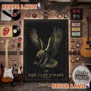 The Red Clay Strays Grateful Tour 2026 Spokane Washington Event Poster At Numerica Veterans Arena On August 26 2026 Gold Eagle Poster Decor