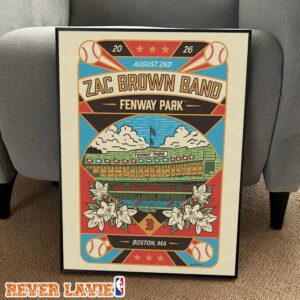 Zac Brown Concert Poster At Fenway Park In Boston Massachusetts On August 2 2026 Poster Canvas