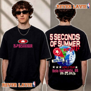 5 Seconds Of Summer Exclusive Tee At BeFly Hall On September 20 2026 Belo Horizonte Brazil Everyone’s A Star World Tour 2026 T Shirt Two Sided