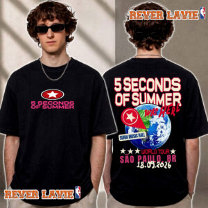 5 Seconds Of Summer Exclusive Tee At Suhai Music Hall On September 18 2026 Sao Paulo Brazil Everyone’s A Star World Tour 2026 T Shirt Two Sided