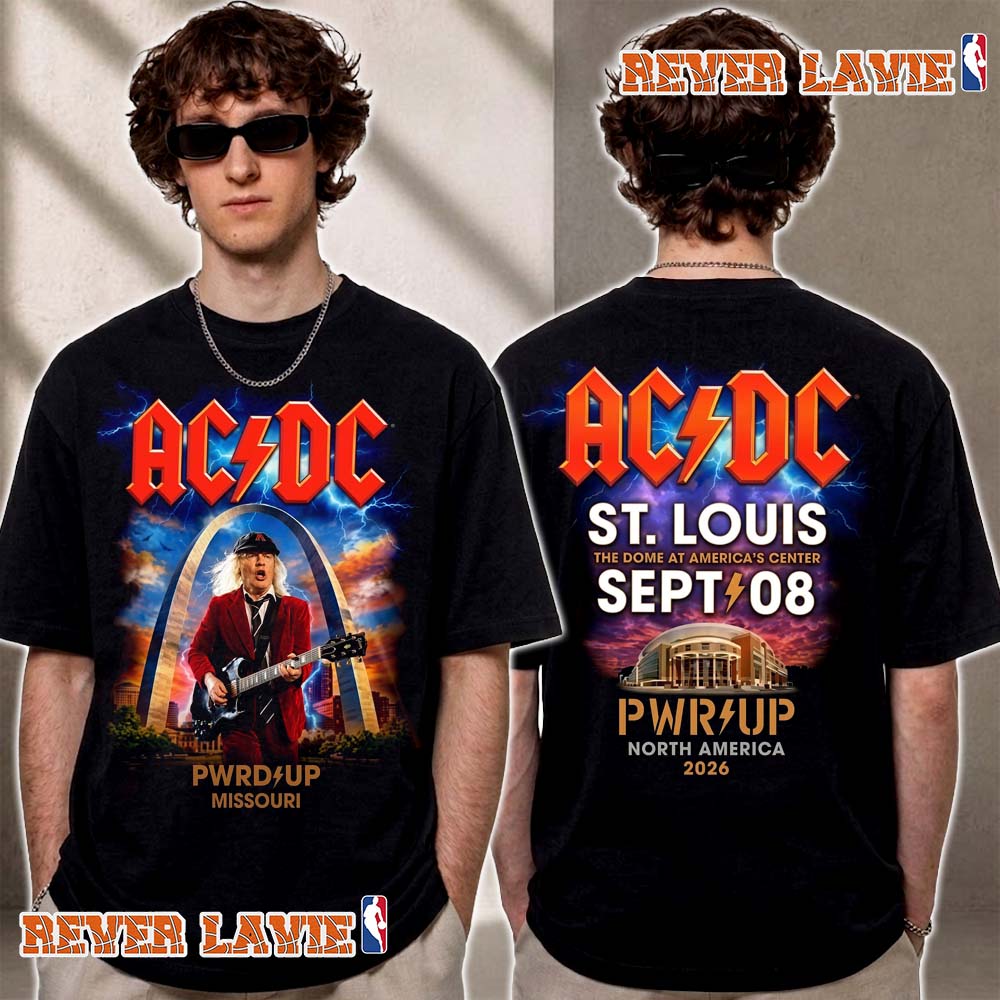 ACDC Pwr Up St Louis Missouri 2026 Event Tee At The Dome At America's Center On September 8 2026 T Shirt Two Sided ACDC Pwr Up St Louis Missouri 2026 Event Tee At The Dome At America's Center On September 8 2026 T Shirt Two Sided