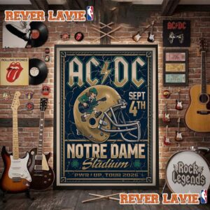 ACDC Pwr Up Tour 2026 Event Poster At Notre Dame Stadium On September 4 2026 Poster Decor