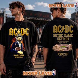 ACDC Pwr Up Tour 2026 Notre Dame Exclusive Tee At Notre Stadium On September 4 2026 South Bend IN T Shirt Two Sided