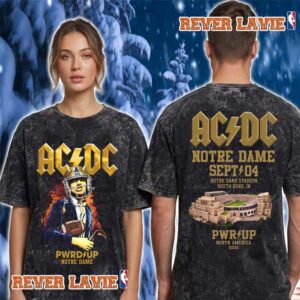 ACDC Pwr Up Tour 2026 Notre Dame Exclusive Tee At Notre Stadium On September 4 2026 South Bend IN Washed T Shirt
