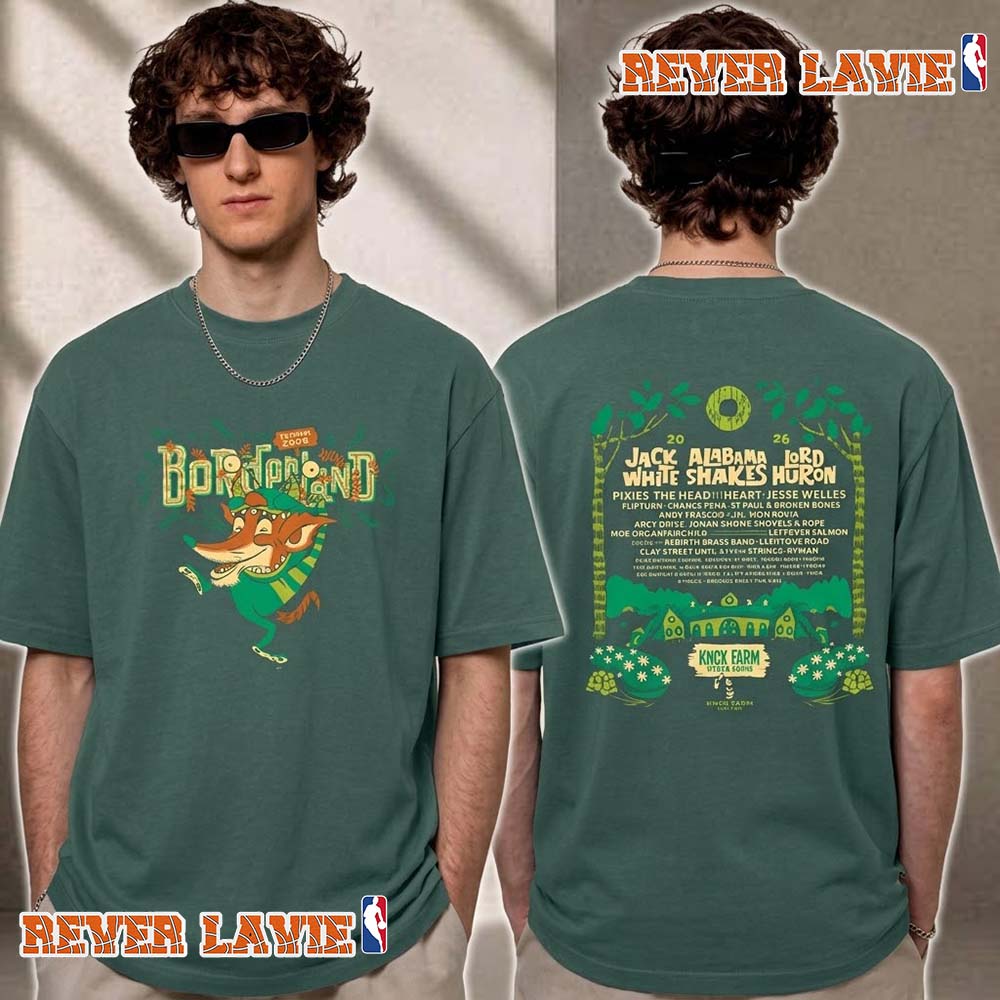 Borderland Festival 2026 Green Mascot Full Lineup Tee At Knox Farm State Park in East Aurora On September 18–20 2026 T Shirt Two Sided Borderland Festival 2026 Green Mascot Full Lineup Tee At Knox Farm State Park in East Aurora On September 18–20 2026 T Shirt Two Sided