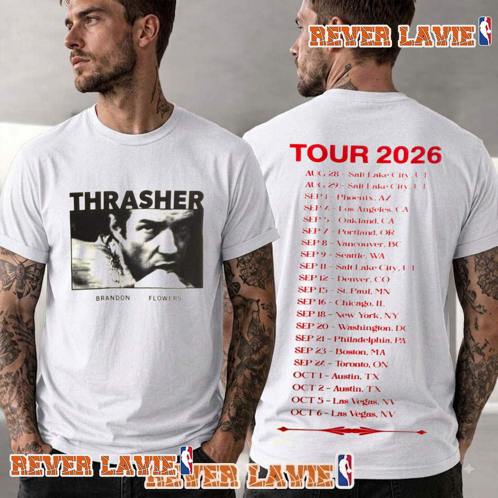 Brandon Flowers Thrasher Tour 2026 Washington DC Merch Tee Schedule Tour Dates T Shirt Two Sided Brandon Flowers Thrasher Tour 2026 Washington DC Merch Tee Schedule Tour Dates T Shirt Two Sided