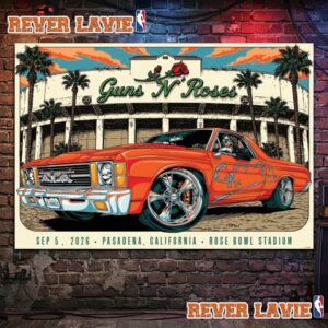 Guns N Roses California 2026 Event Poster At Rose Bowl Stadium On September 5 2026 Pasadena California Poster Decor