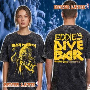Iron Maiden Eddie Dive Bar Charged With Trooper Washed T Shirt