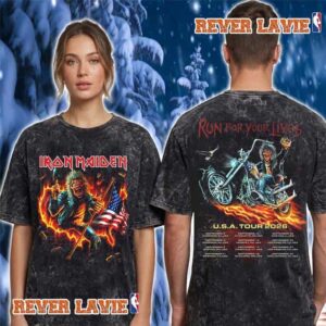 Iron Maiden Run For Your Lives 2026 Tour USA Venue Dates Schedule Eddie Fire USA Washed T Shirt
