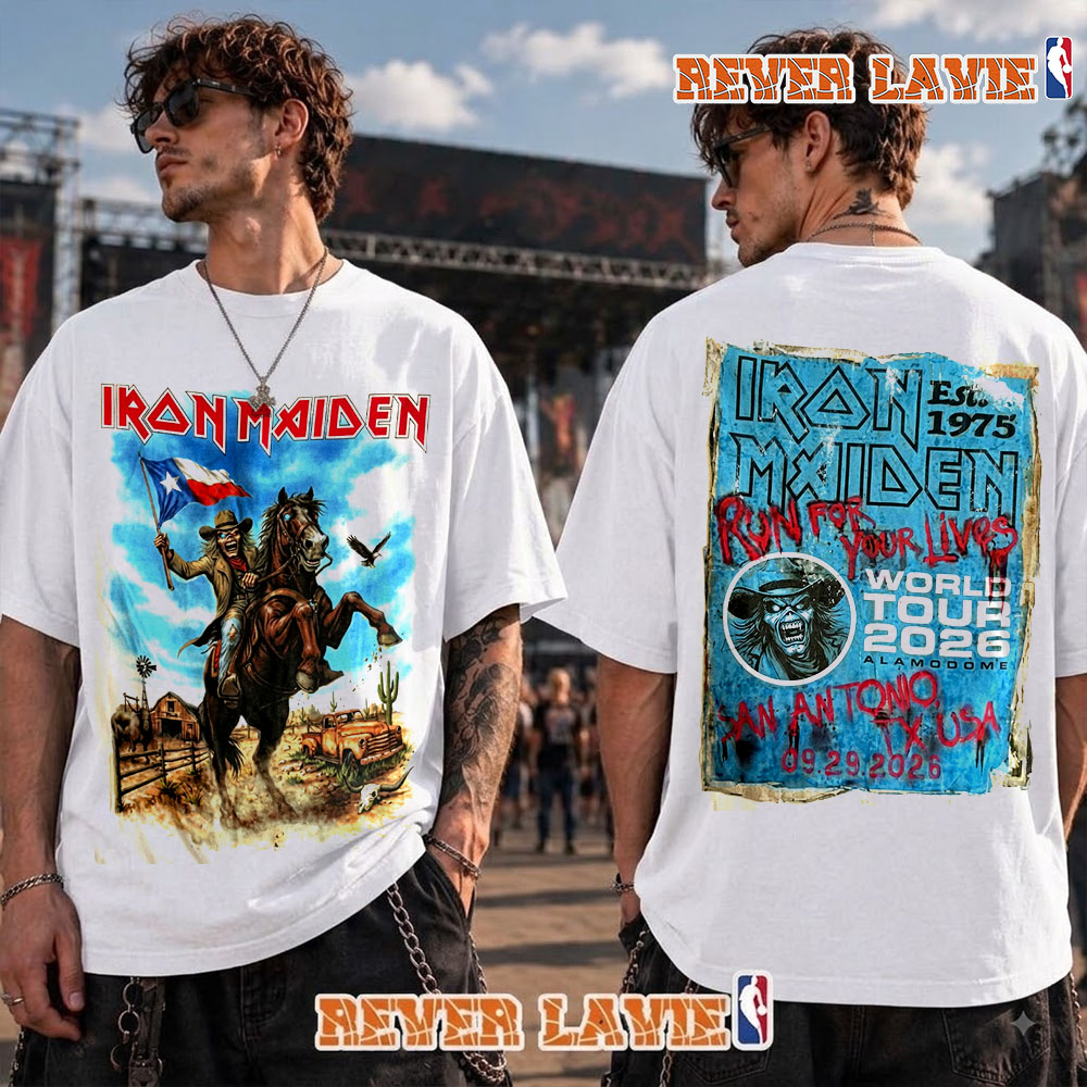 Iron Maiden San Antonio Texas Event Tee At Alamodome On September 29 2026 Run For Your Lives 2026 T Shirt Two Sided Iron Maiden San Antonio Texas Event Tee At Alamodome On September 29 2026 Run For Your Lives 2026 T Shirt Two Sided