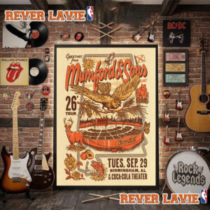 Mumford And Sons 2026 Tour Event Poster At Coca Cola Theater On September 29 2026 Birmingham AL Poster Decor