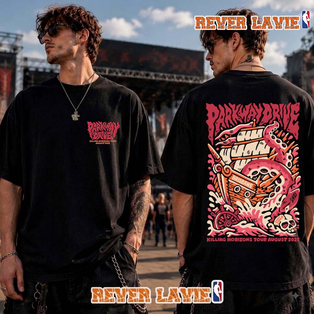 Parkway Drive The Killing Horizons Tour 2026 Killing Horizons Red Octopus Brisbane T Shirt Two Sided Parkway Drive The Killing Horizons Tour 2026 Killing Horizons Red Octopus Brisbane T Shirt Two Sided