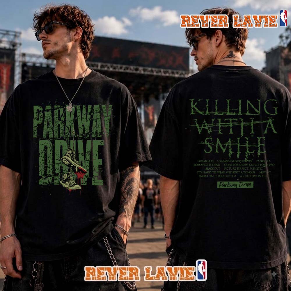 Parkway Drive The Killing Horizons Tour 2026 Killing With A Smile Tracklist T Shirt Two Sided Parkway Drive The Killing Horizons Tour 2026 Killing With A Smile Tracklist T Shirt Two Sided
