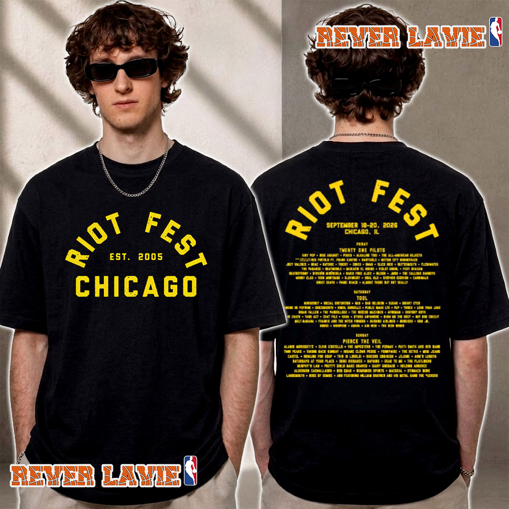 Riot Fest 2026 Chicago Yellow Text Lineup Exclusive Tee In Chicago IL On September 18 20 2026 T Shirt Two Sided Riot Fest 2026 Chicago Yellow Text Lineup Exclusive Tee In Chicago IL On September 18 20 2026 T Shirt Two Sided