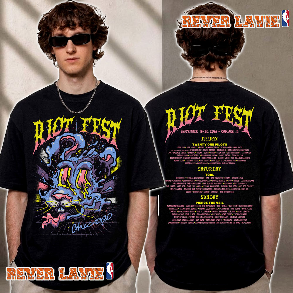 Riot Fest 2026 Psychedelic Bunny Lineup Exclusive Tee In Chicago IL On September 18 20 2026 T Shirt Two Sided Riot Fest 2026 Psychedelic Bunny Lineup Exclusive Tee In Chicago IL On September 18 20 2026 T Shirt Two Sided