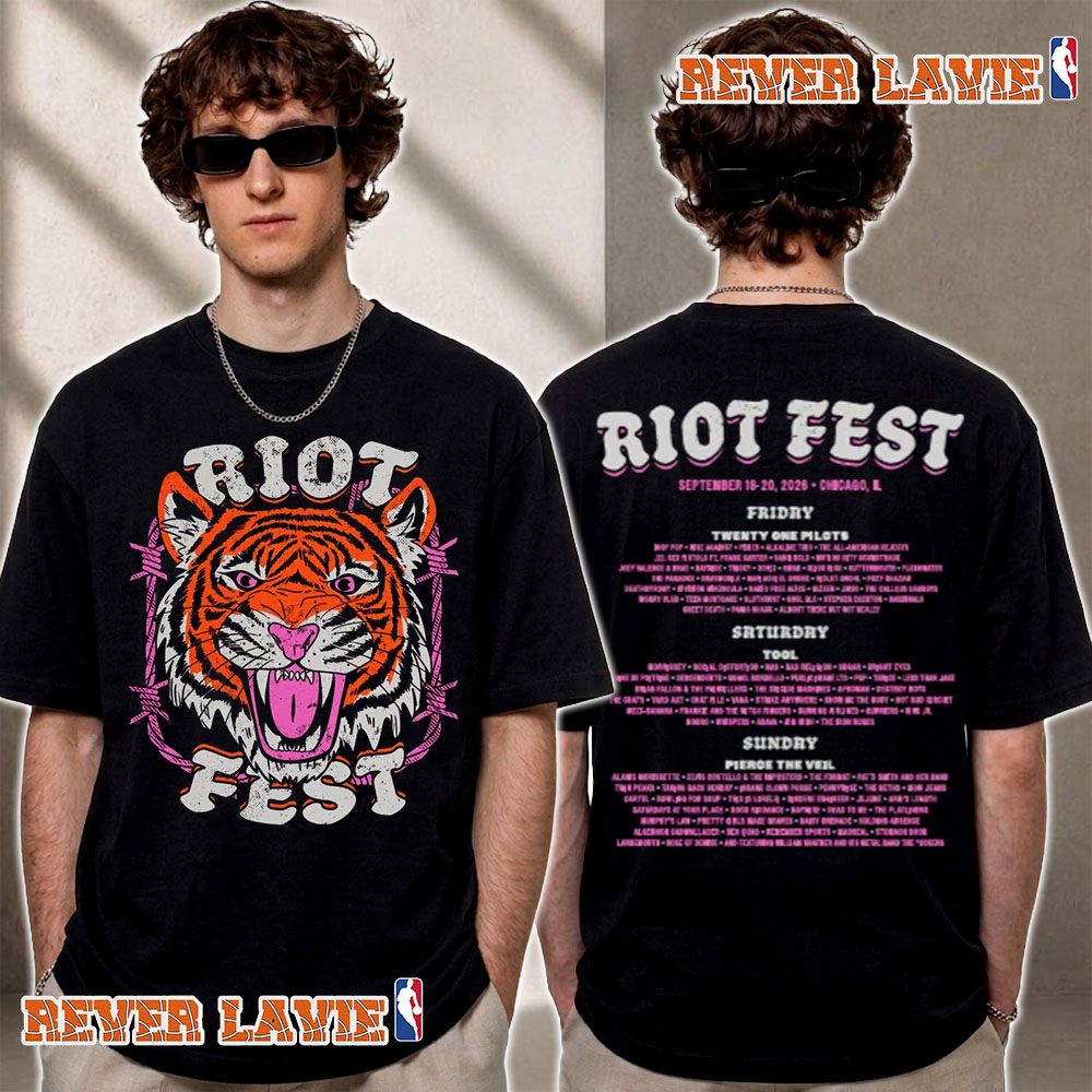 Riot Fest 2026 Tiger Lineup Exclusive Tee In Chicago IL On September 18 20 2026 T Shirt Two Sided Riot Fest 2026 Tiger Lineup Exclusive Tee In Chicago IL On September 18 20 2026 T Shirt Two Sided