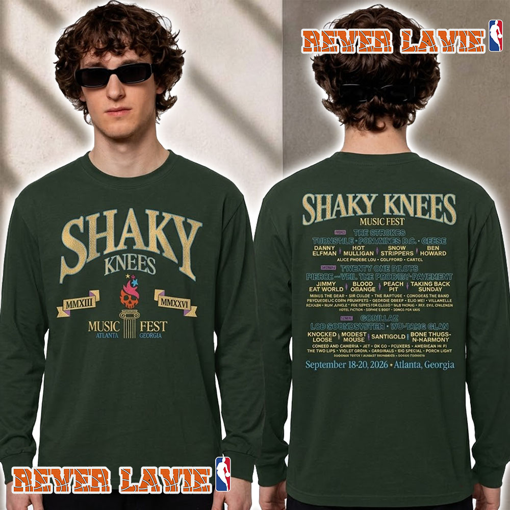 Shaky Knees Music Festival 2026 September 18 20 2026 Atlanta Georgia Olympic Lineup Long Sleeve Shaky Knees Music Festival 2026 September 18 20 2026 Atlanta Georgia Olympic Lineup Long Sleeve