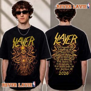 Slayer Minnesota Reign in Blood 40th Anniversary Tour 2026 Event Tee Skull Venue Dates Back T Shirt Two Sided
