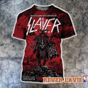 Slayer Reign In Blood 40th Anniversary 2026 Event Poster At Mystic Lake Amphitheater On September 4 2026 Shakopee Minnesota All Over Print Shirt