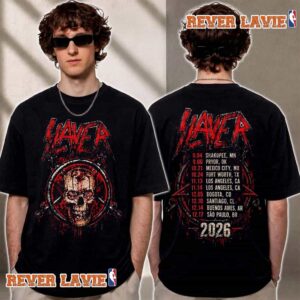 Slayer Reign In Blood 40th Anniversary 2026 Minnesota Merch Tee Red Skull Head Dates List T Shirt Two Sided