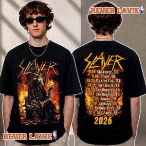 Slayer Reign In Blood 40th Anniversary 2026 Minnesota Tee Fire Goat King With Dates Back T Shirt Two Sided