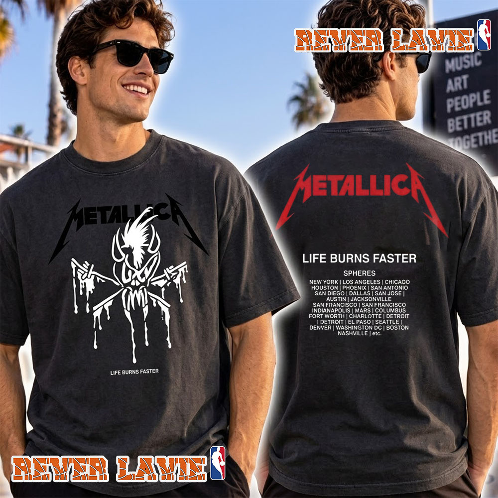 Adidas x Metallica Life Burns Faster Scary Guy Tee Sphere Las Vegas 2026 Tour Dates Unisex T Shirt Two Sided Adidas x Metallica Life Burns Faster Scary Guy Tee Sphere Las Vegas 2026 Tour Dates Unisex T Shirt Two Sided