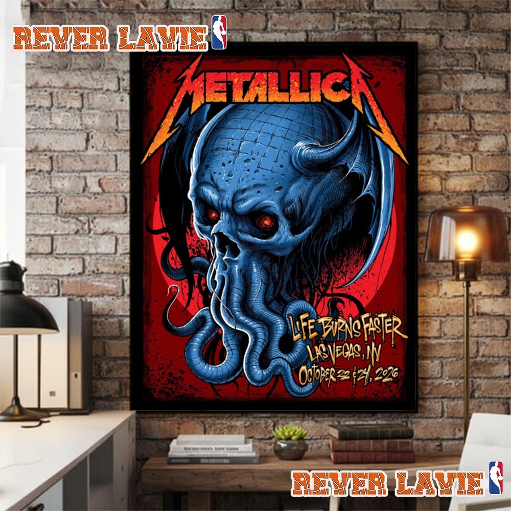 Metallica Las Vegas Life Burns Faster 2026 Event Poster At Sphere Las Vegas On October 22 24 2026 Kraken Skull Demon Poster Decor Metallica Las Vegas Life Burns Faster 2026 Event Poster At Sphere Las Vegas On October 22 24 2026 Kraken Skull Demon Poster Decor