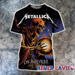 Metallica Life Burns Faster 2026 Event Poster At Sphere In Las Vegas Nevada On October 15 2026 All Over Print Shirt