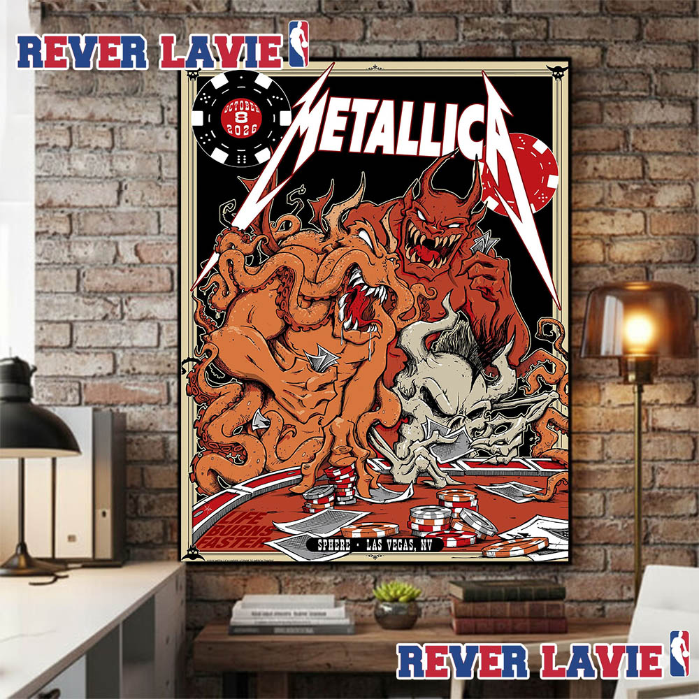 Metallica Life Burns Faster Concert Poster Day One At Sphere In Las Vegas NV On October 8 2026 Poster Canvas Metallica Life Burns Faster Concert Poster Day One At Sphere In Las Vegas NV On October 8 2026 Poster Canvas