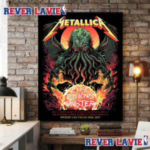 Metallica Life Burns Faster Sphere Las Vegas 2026 2027 Tour Dates Poster Canvas