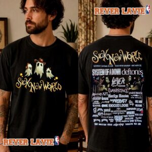 Sick New World Fort Worth Texas 2026 Ghostly Trio Lineup At Texas Motor Speedway On October 24 2026 Texas T Shirt Two Sided