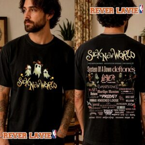 Sick New World Fort Worth Texas 2026 Ghostly Trio Lineup At Texas Motor Speedway On October 24 2026 Texas T Shirt Two Sided